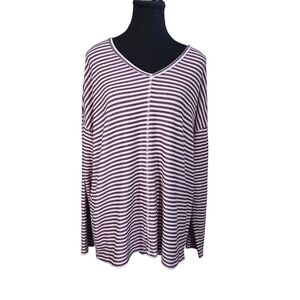 Torrid Burgundy and White Striped Long Sleeve Top Size XL
